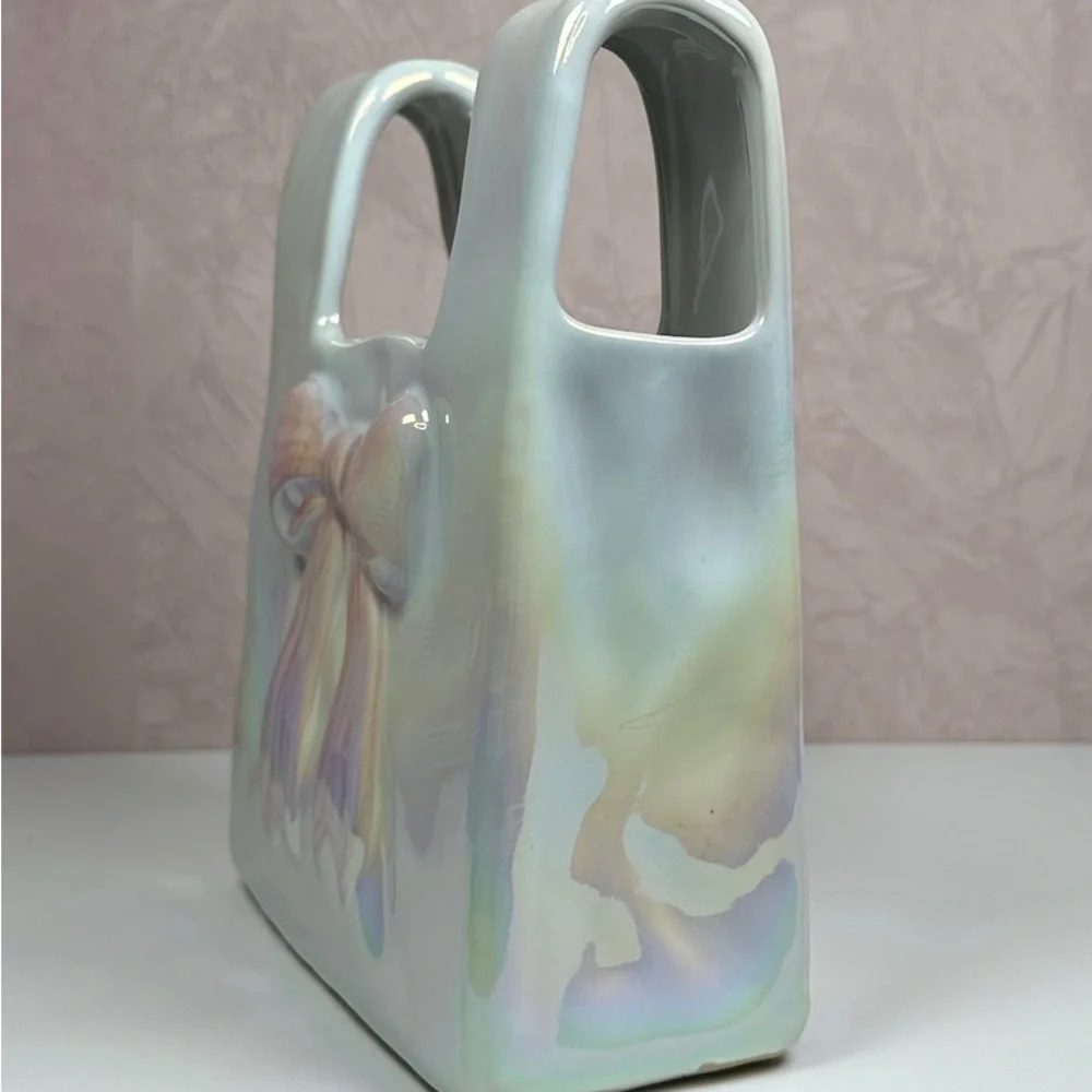 Iridescent Bow Bag Style Vase